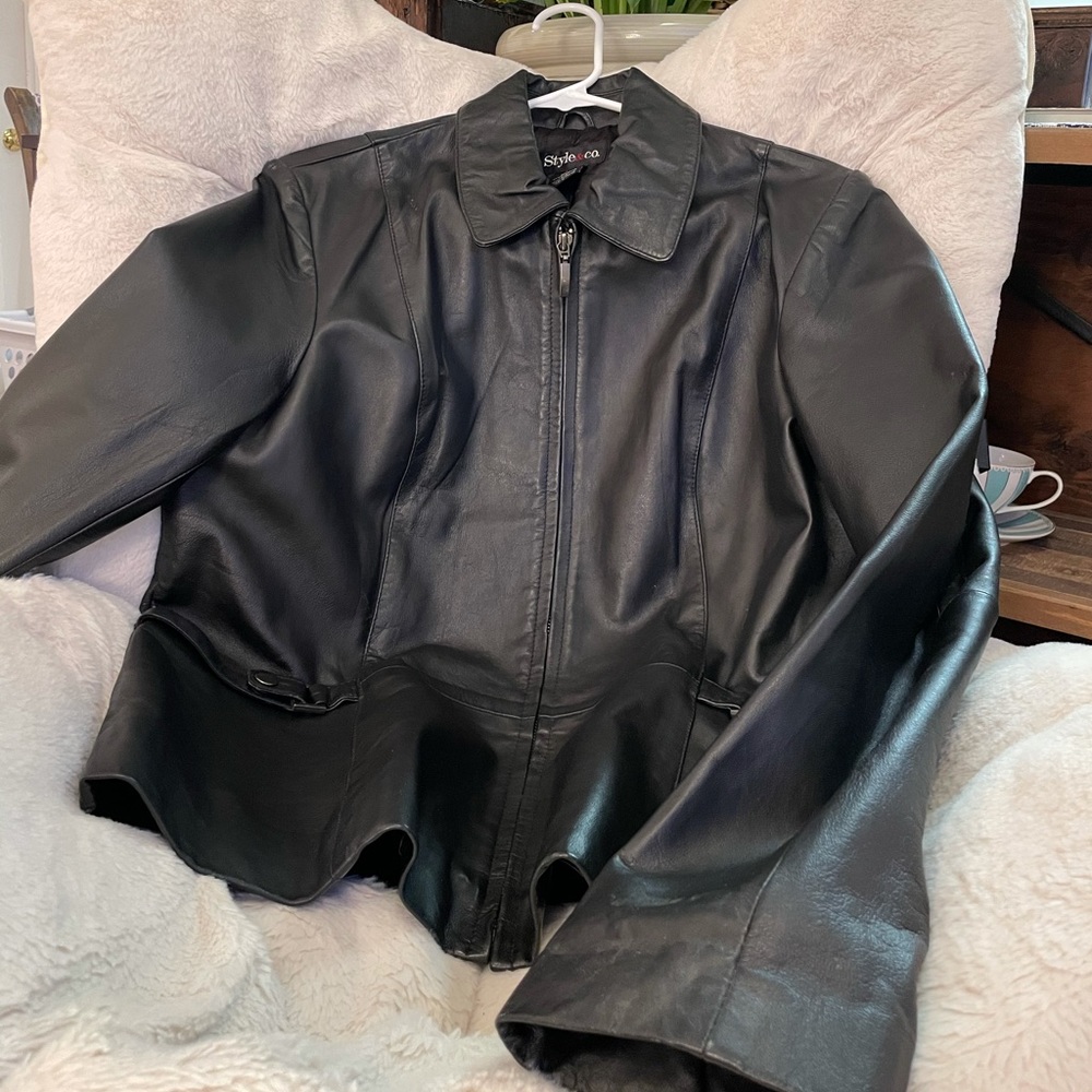 Style & Co, Black Leather Jacket